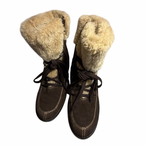 Naturalizer Brown Leather and Faux Fur-Lined Women's Snow Boots Sz 9.5 - Picture 4 of 13